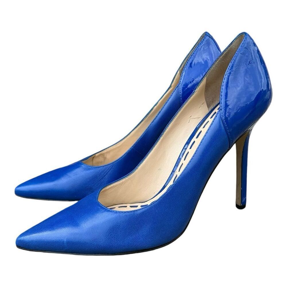 Enzo Angiolini Blue Leather Heels Pointed Toe Stiletto Pumps Women’s Size 8.5